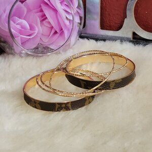 Upcycled authentic Designer LV canvas bangle set